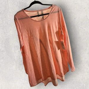 LuLaRoe Lynnae Long Sleeve -Size 2XL-Peach With White Geometric Spots Print-NWT